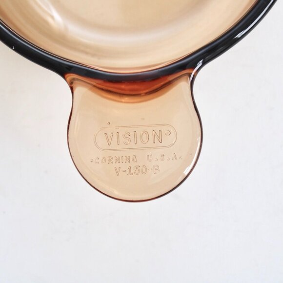 Corning Ware Visions Pyrex Vintage Amber 'Grab It' with Glass Lid - Picture 5 of 6